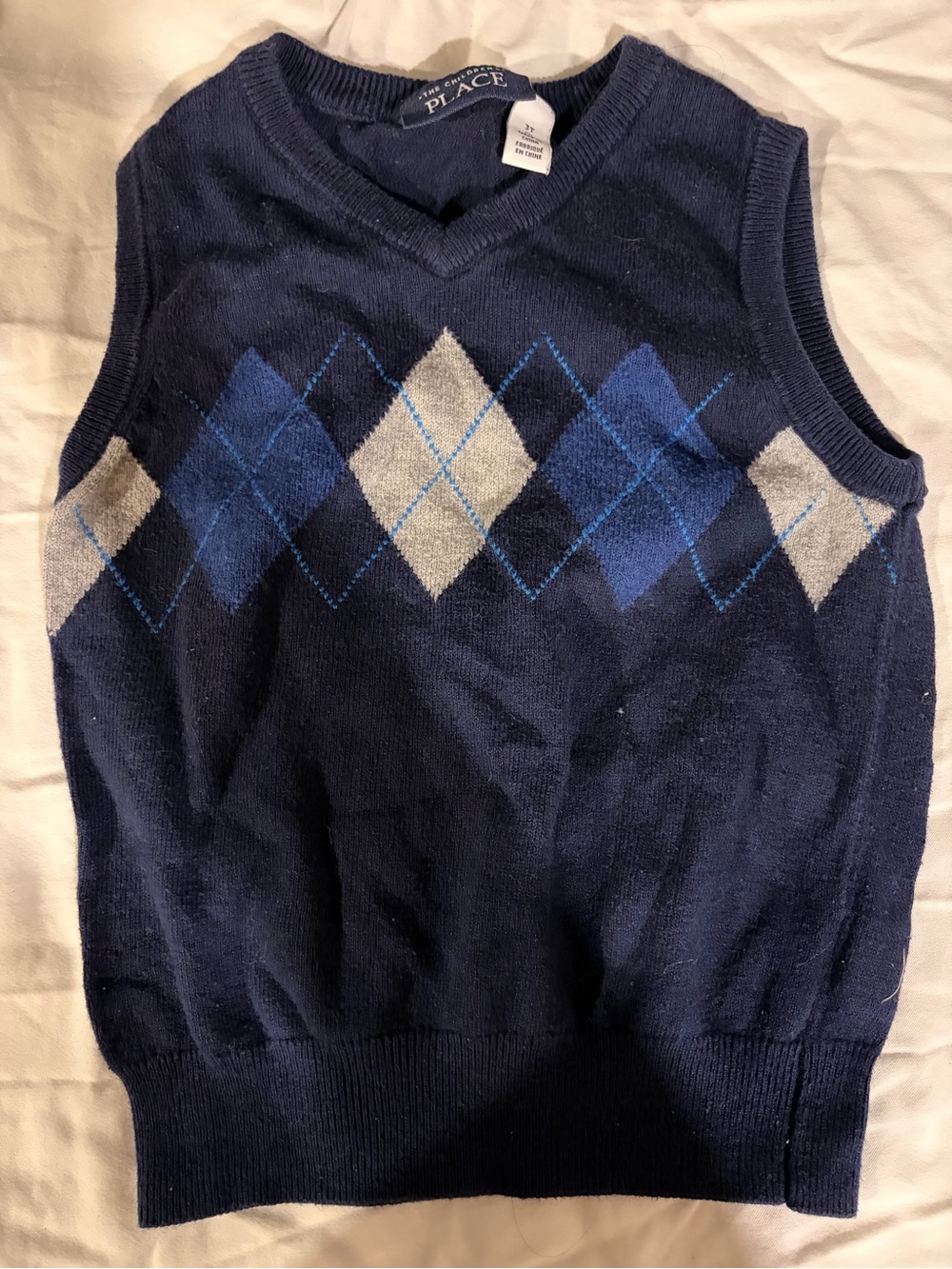 The Children's Place Navy Argyle V-Neck Sweater Vest
